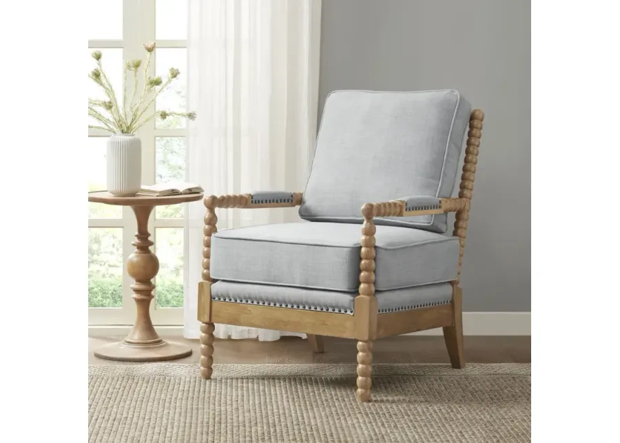 Madison Park Donohue Light Blue/Camel Oak Accent Arm Chair