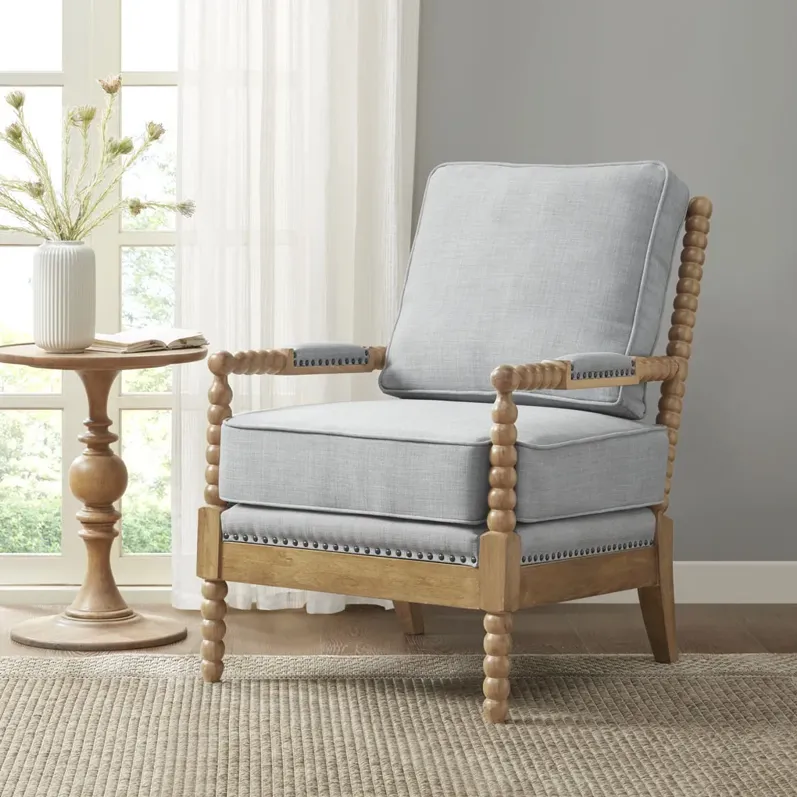 Madison Park Donohue Light Blue/Camel Oak Accent Arm Chair