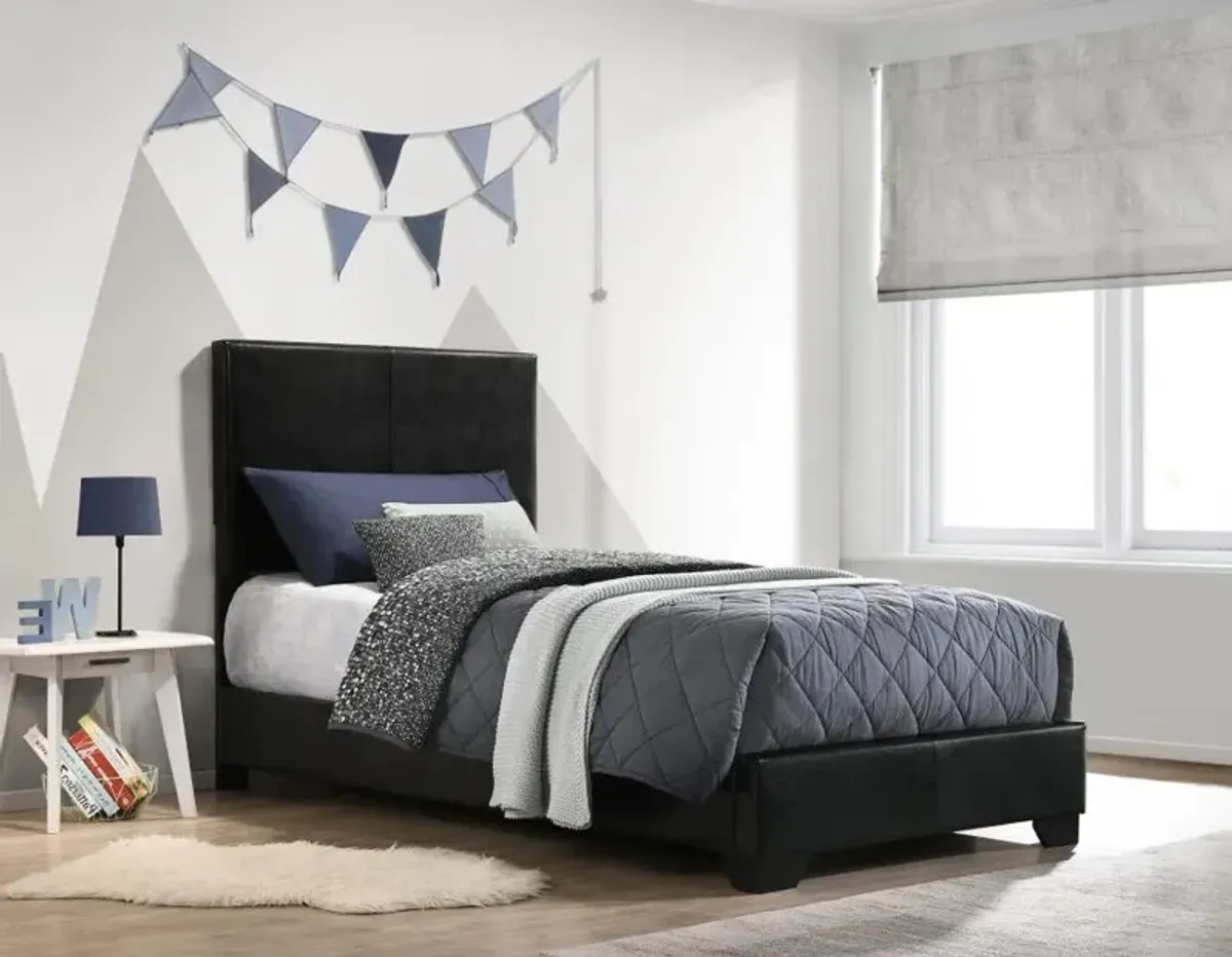 Conner Twin Upholstered Panel Bed Black