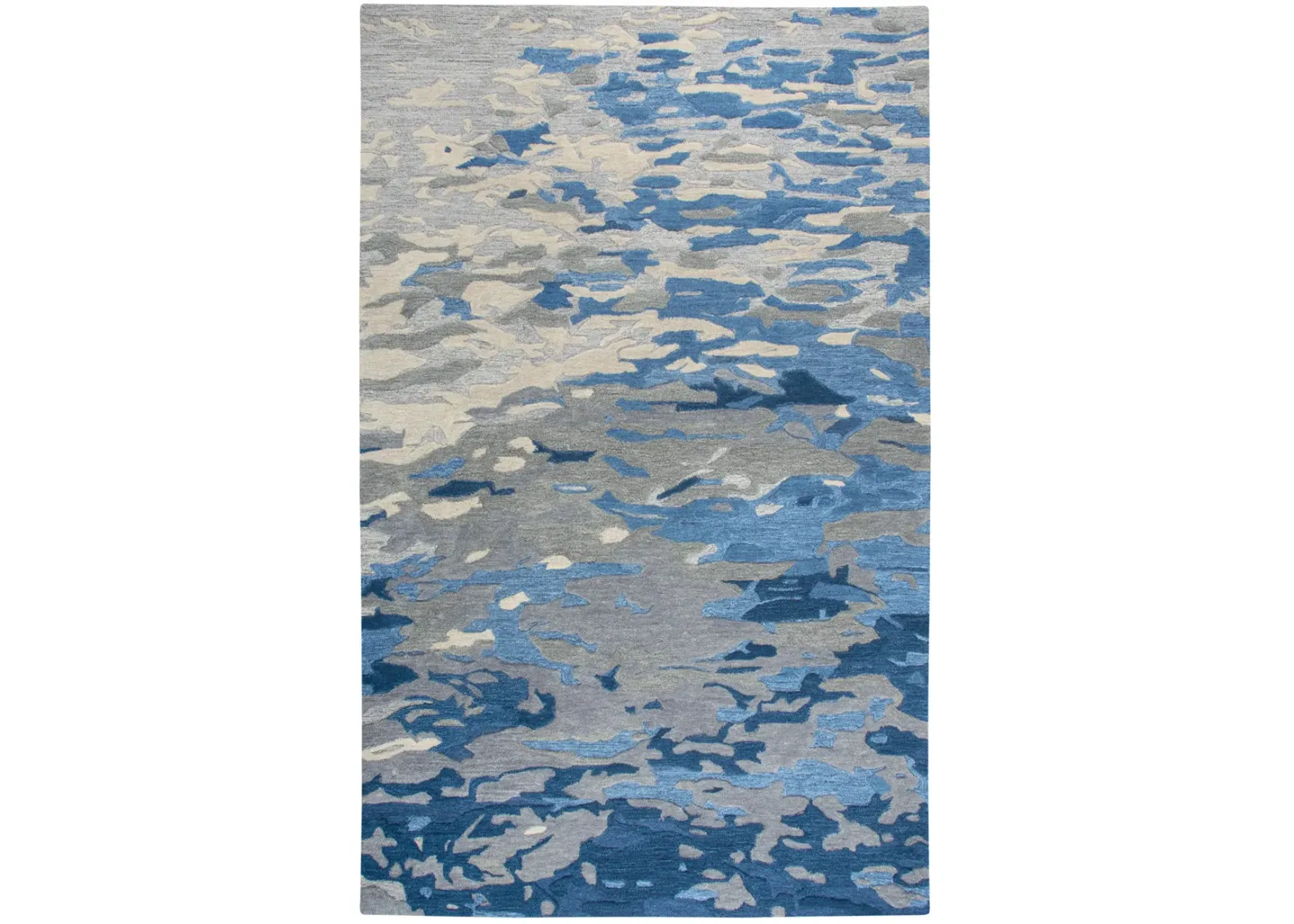 Vogue Blue Abstract Wool 5' x 8' Rectangle Rug