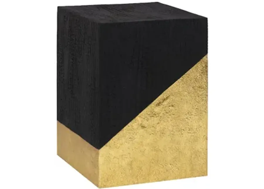 Scorched Black and Gold Leaf Side Table