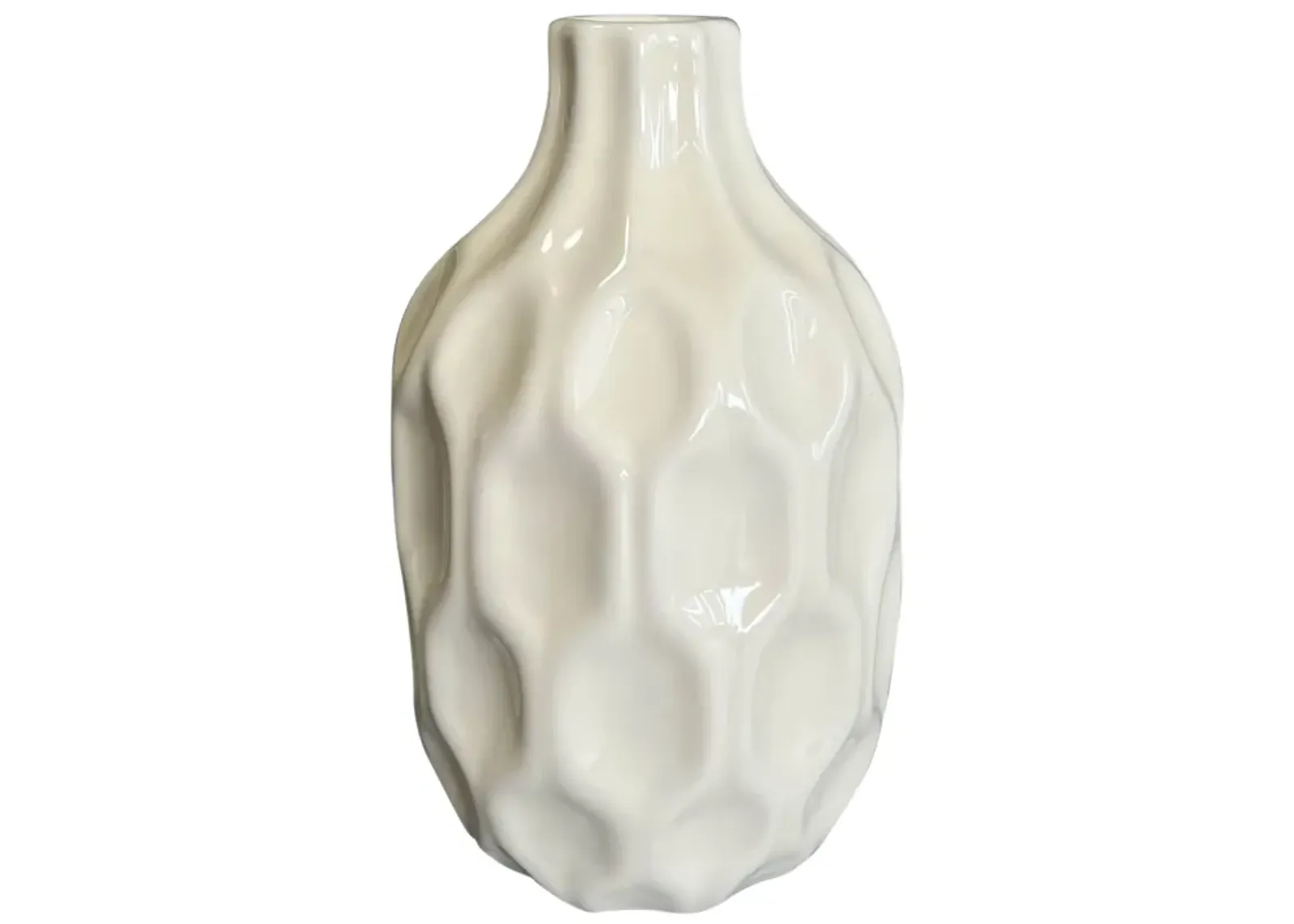 Cer, 8" Honeycomb Dimpled Vase, Cotton