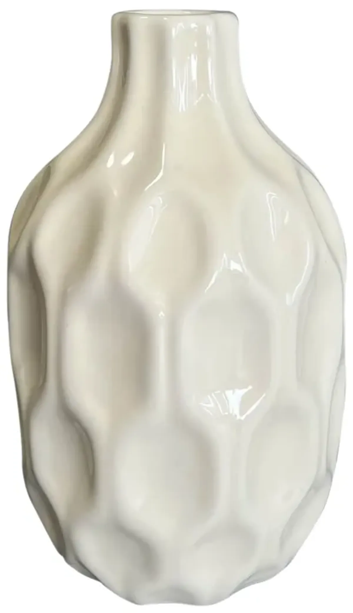 Cer, 8" Honeycomb Dimpled Vase, Cotton