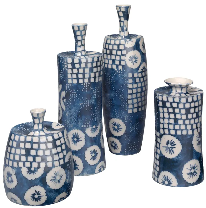 Block Print Vases - Set of 4