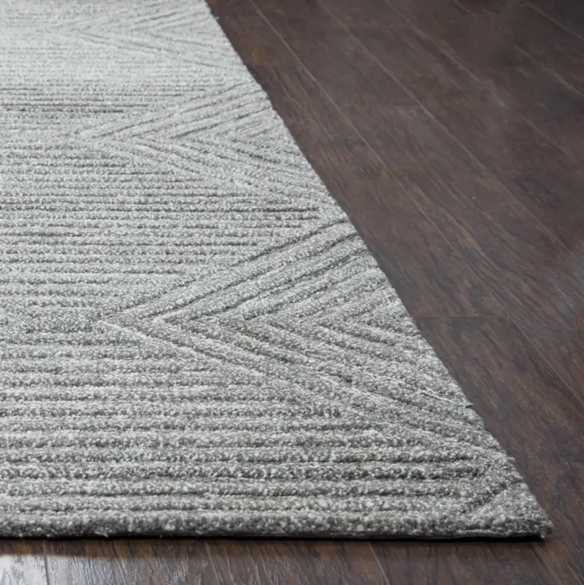 Suffolk Gray/Natural Geometric/Solid Wool 9'x12' Rectangle Rug