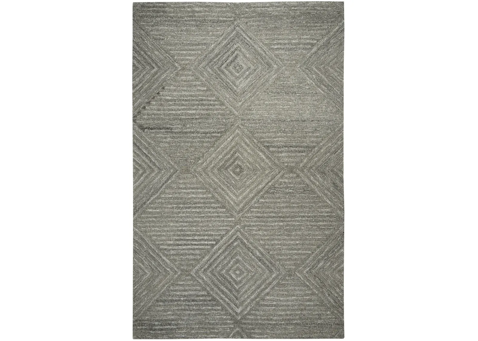 Suffolk Gray/Natural Geometric/Solid Wool 9'x12' Rectangle Rug