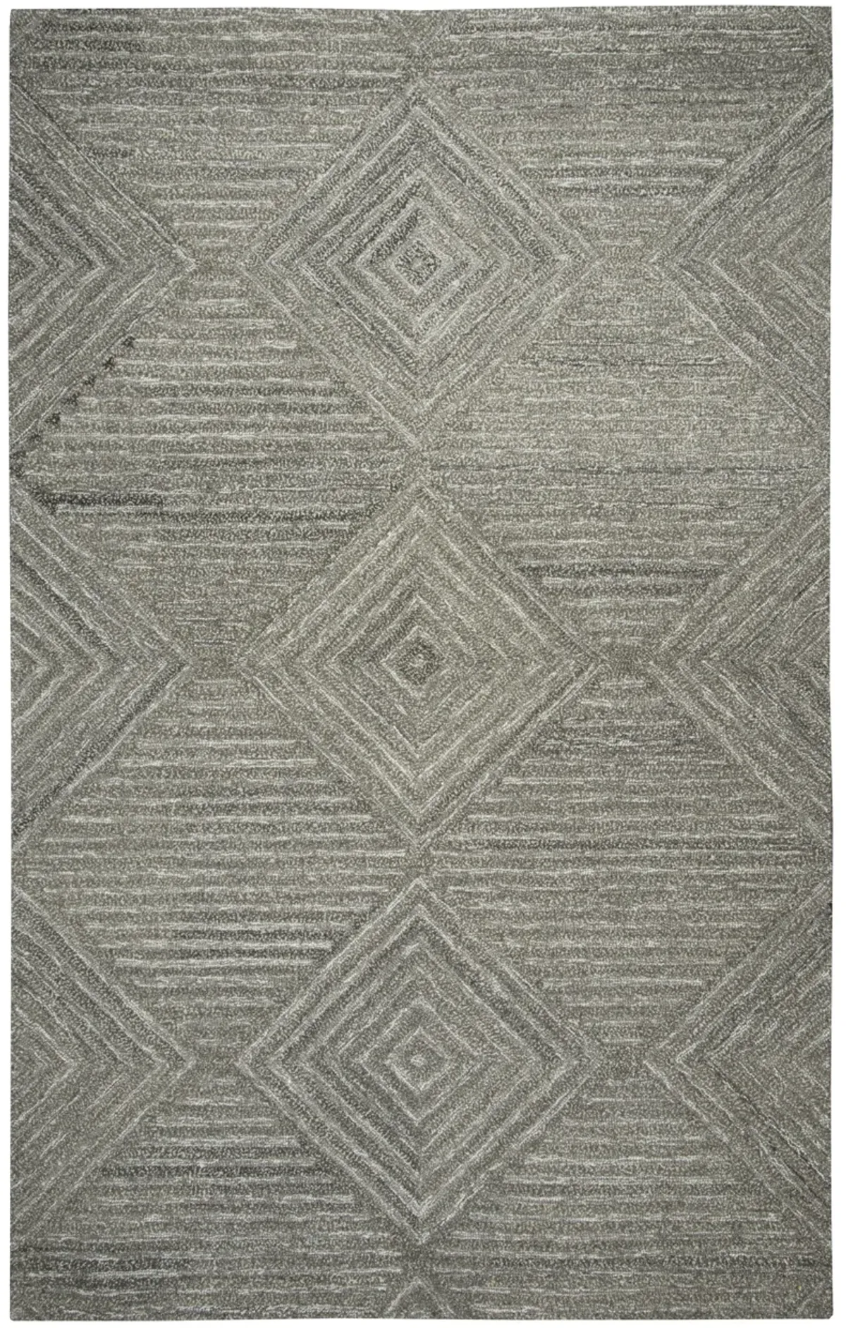 Suffolk Gray/Natural Geometric/Solid Wool 9'x12' Rectangle Rug