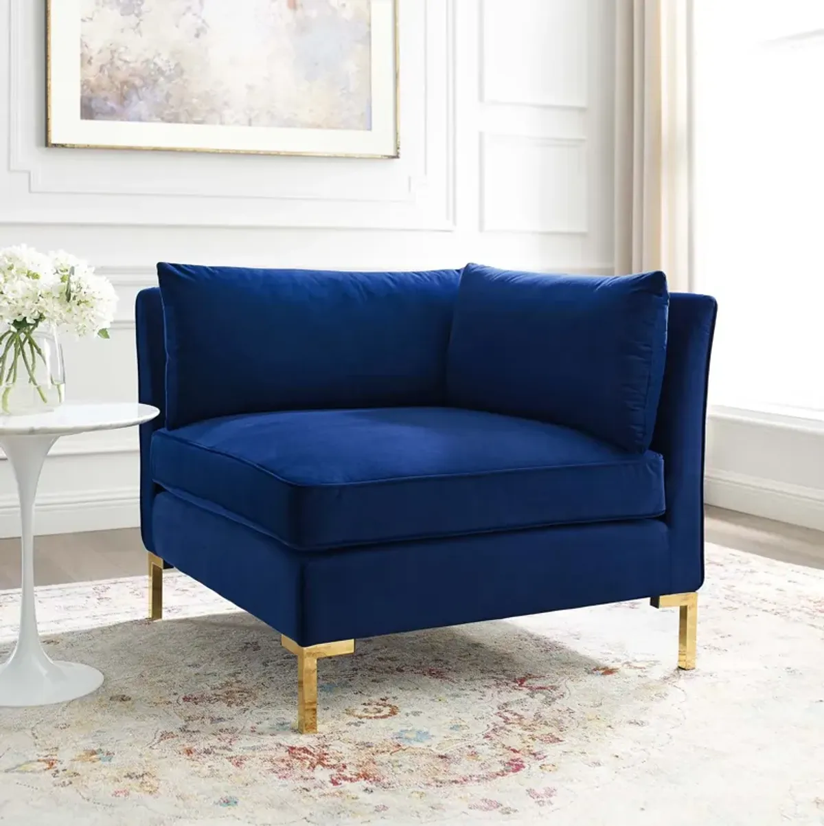 Ardent Performance Velvet Sectional Sofa Corner Chair