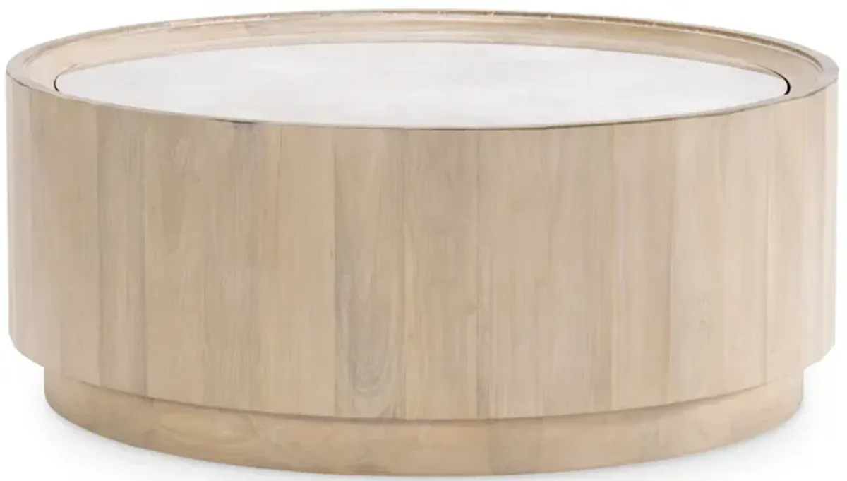 Biscayne Round Cocktail Table W Travertine Top