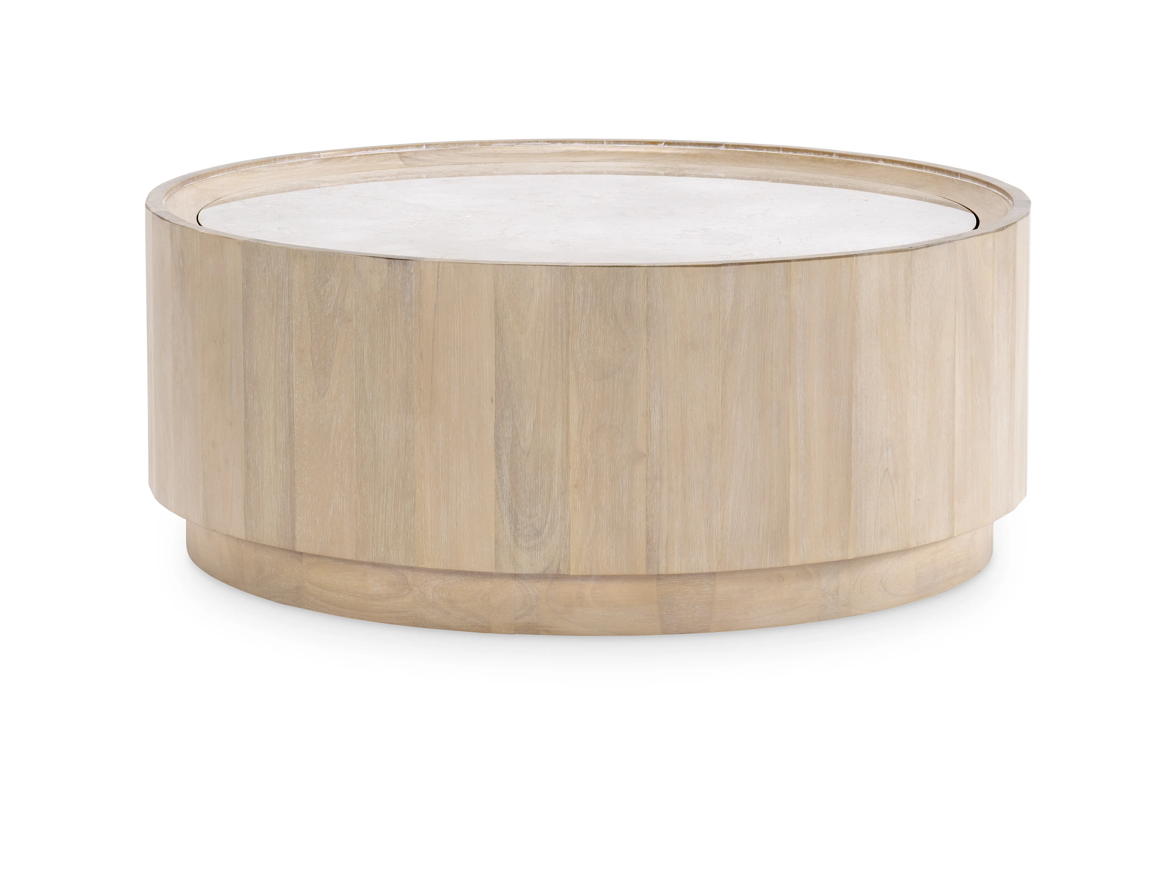 Biscayne Round Cocktail Table W Travertine Top