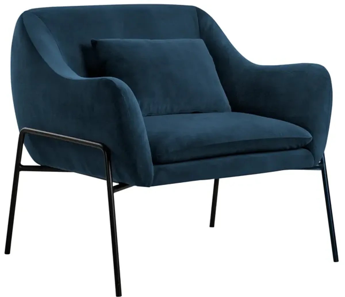 Karen Blue Velvet Modern Accent Chair