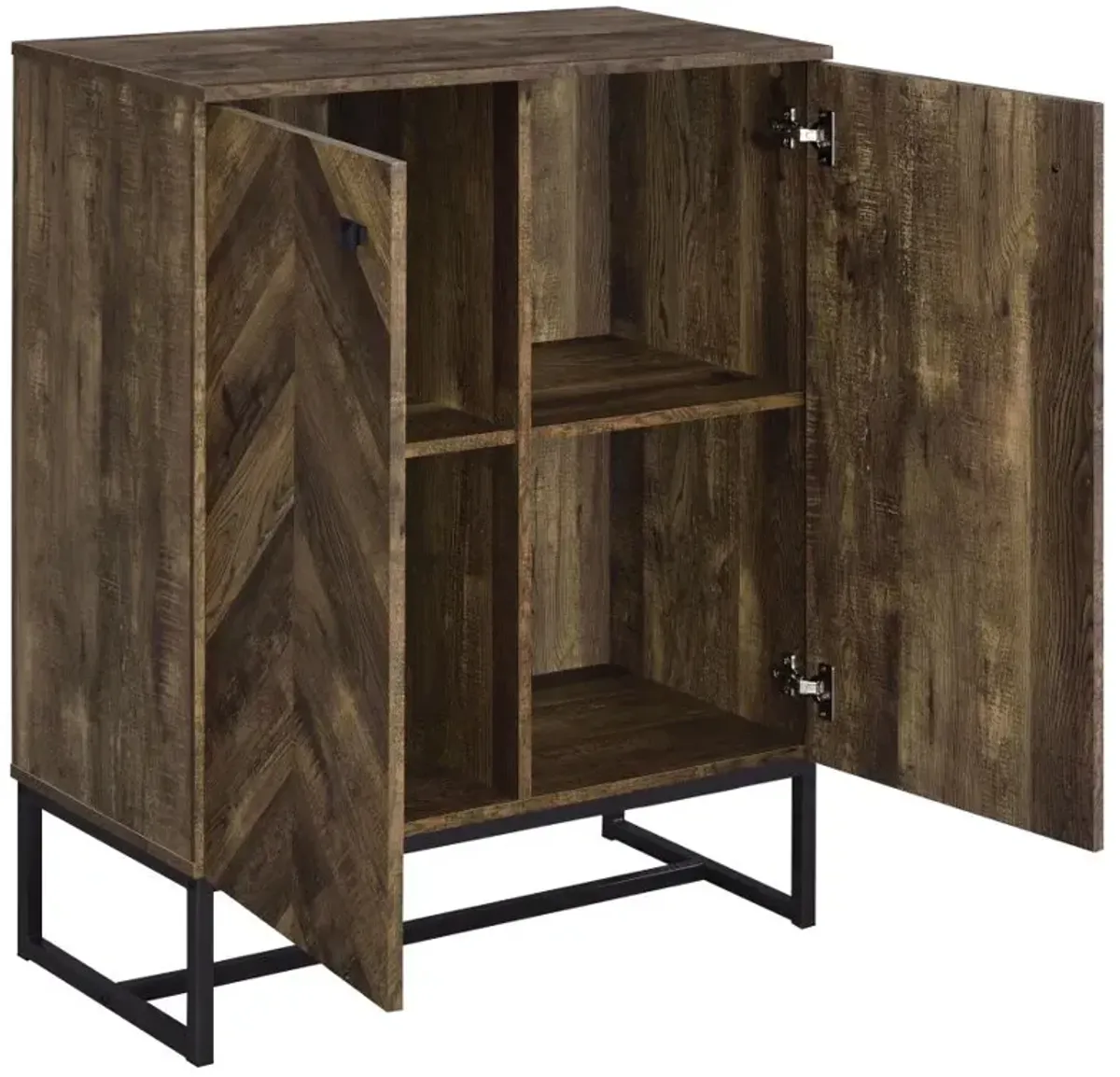 Carolyn 2-door Accent Cabinet Rustic Oak and Gunmetal