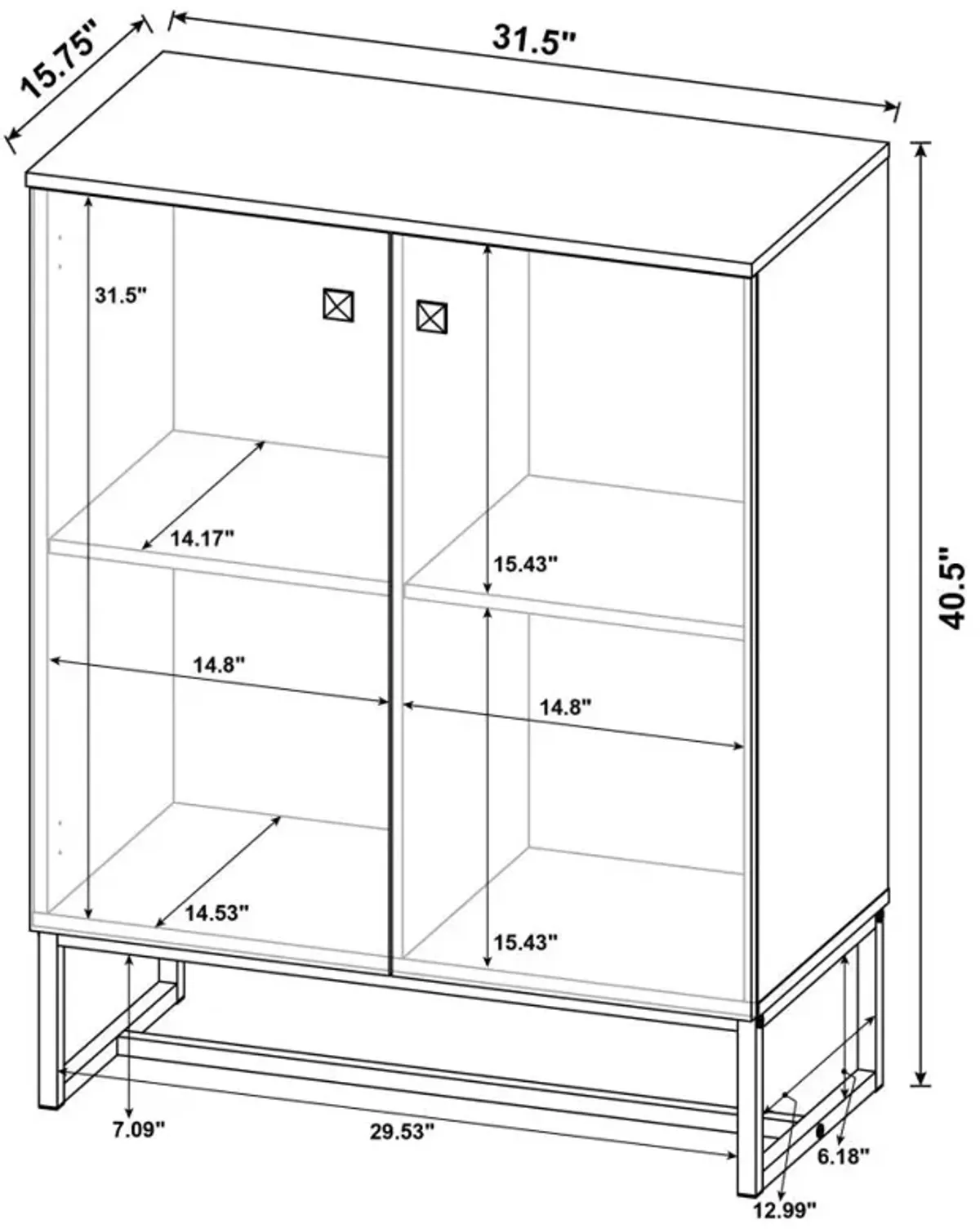 Carolyn 2-door Accent Cabinet Rustic Oak and Gunmetal