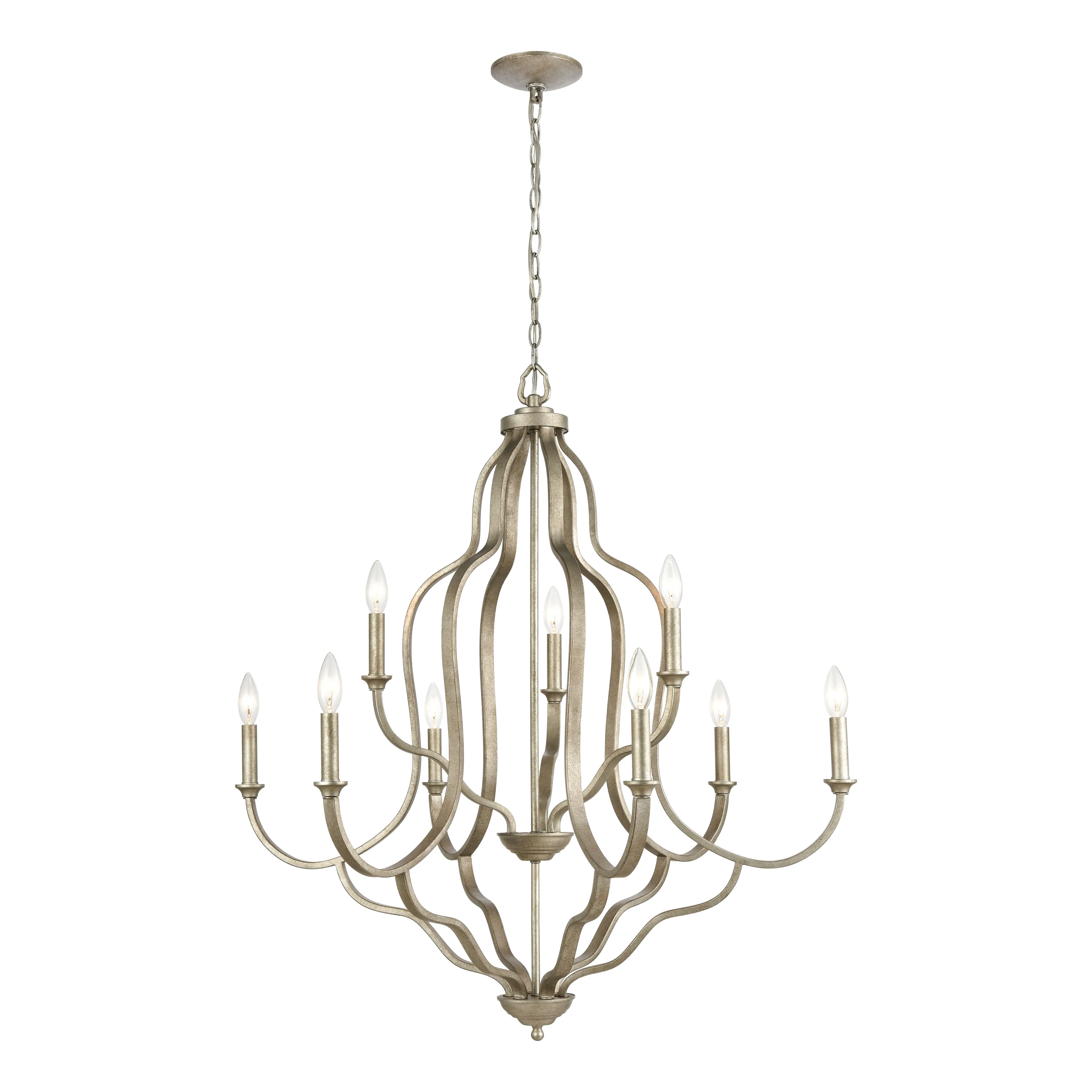 Lanesboro 34" Wide 9-Light Chandelier - Dusted Silver