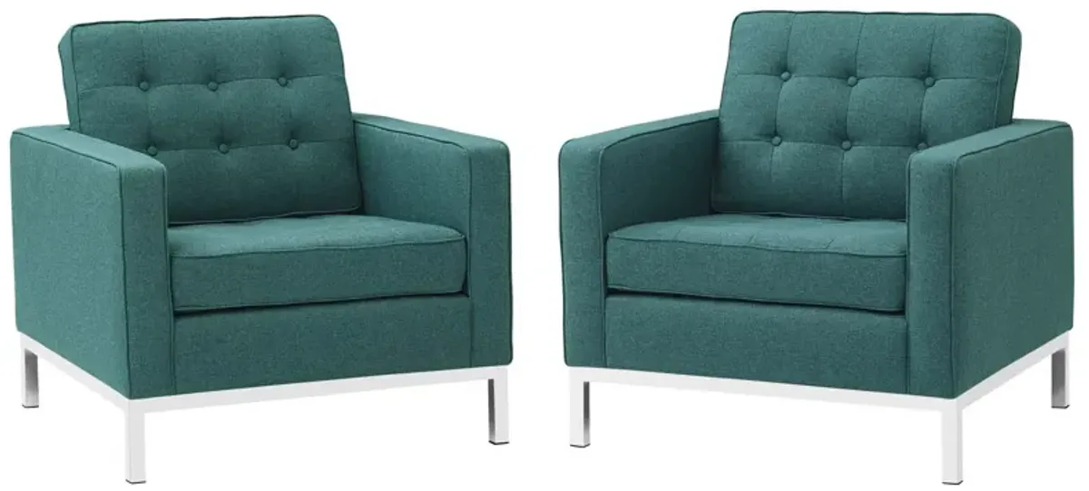 Loft Armchairs Upholstered Fabric Set of 2