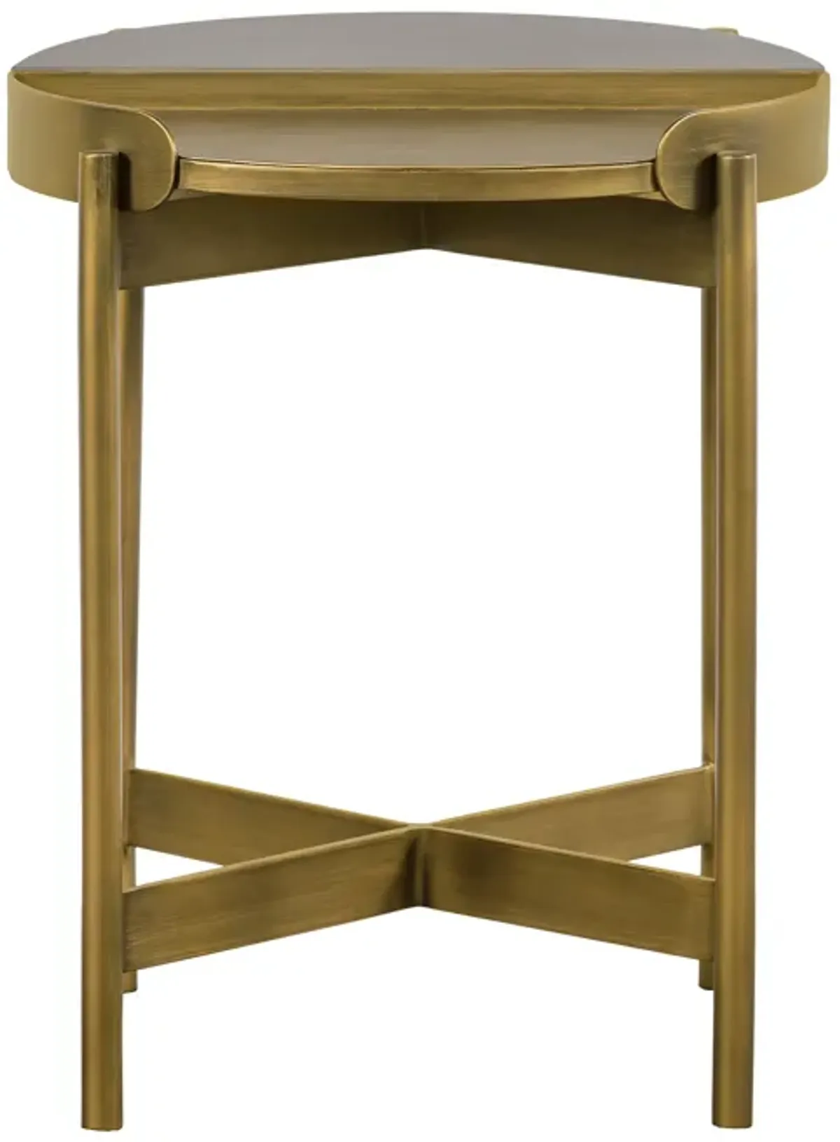 Dua Gray Concrete End Table with Antique Brass