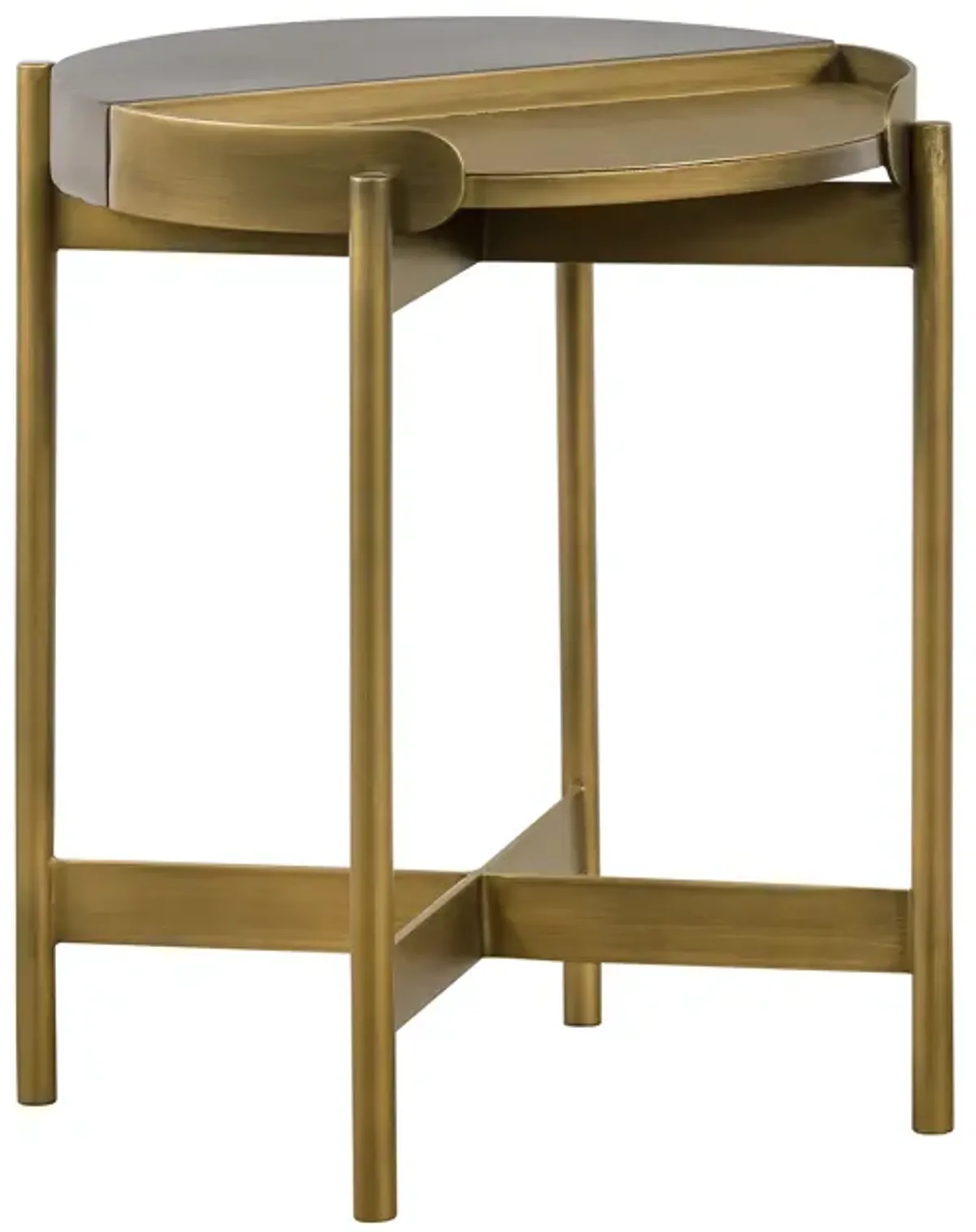 Dua Gray Concrete End Table with Antique Brass