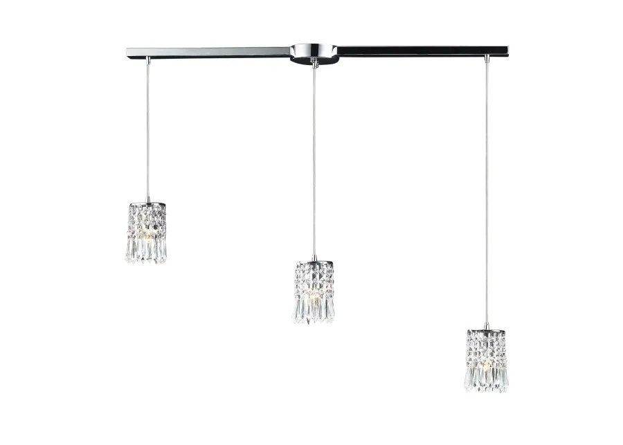 Optix 3-Light Linear Mini Pendant Fixture in Polished Chrome with 32% Lead Crystal