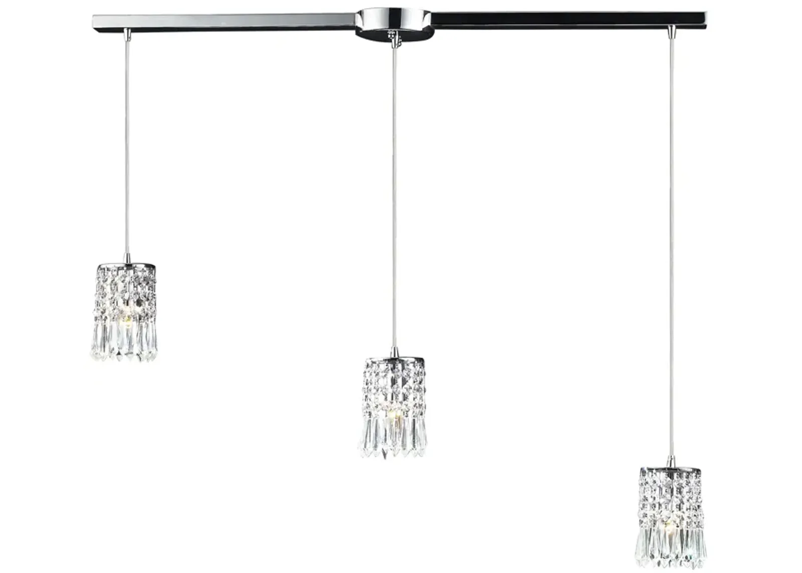 Optix 3-Light Linear Mini Pendant Fixture in Polished Chrome with 32% Lead Crystal