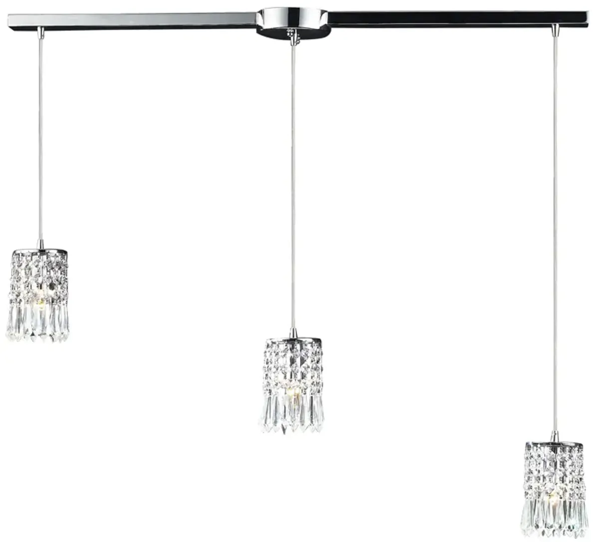 Optix 3-Light Linear Mini Pendant Fixture in Polished Chrome with 32% Lead Crystal