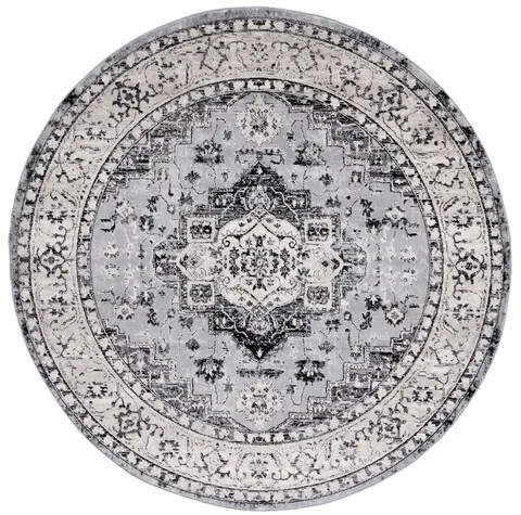 Brentwood 851 Grey / Black 6'-7" X 6'-7" Round Round Powerloomed Rug