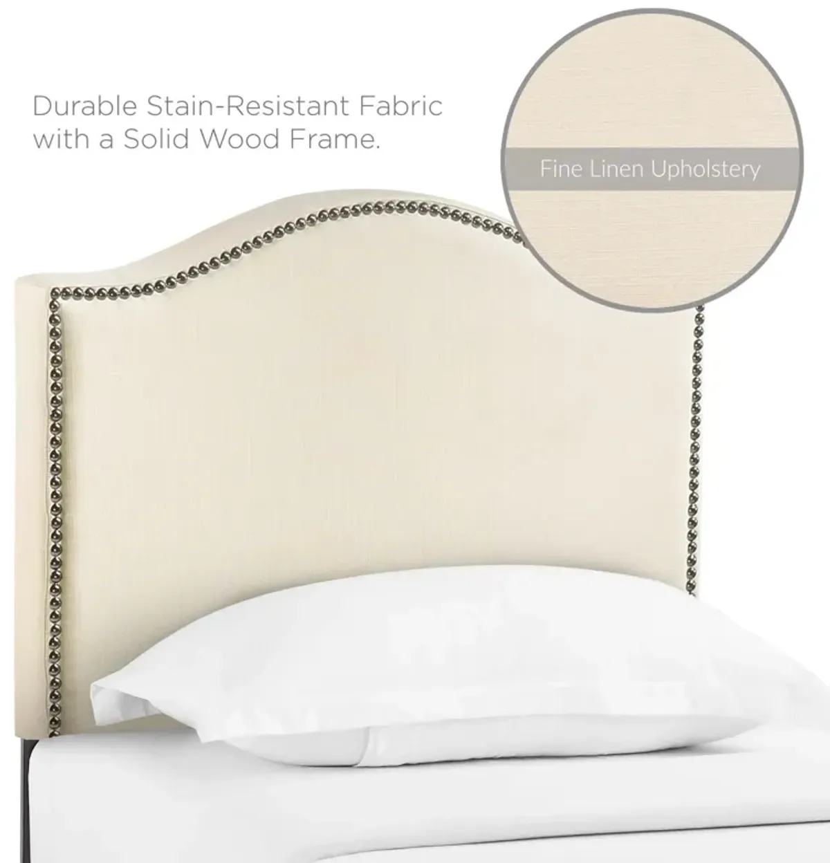 Curl Twin Nailhead Upholstered Headboard