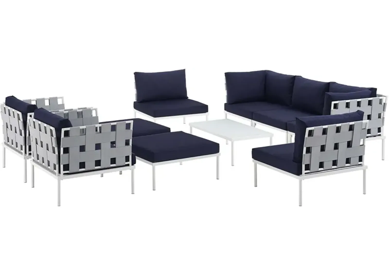 Harmony 10 Piece Outdoor Patio Aluminum Sectional Sofa Set