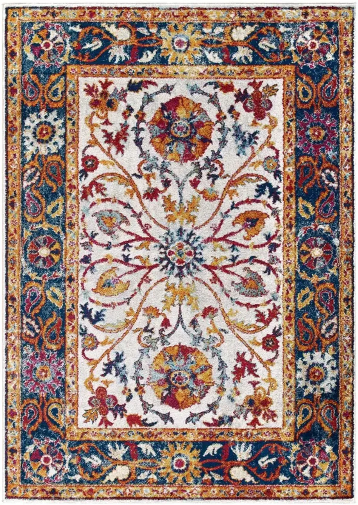 Entourage Samira Distressed Vintage Floral Persian Medallion 5x8 Area Rug