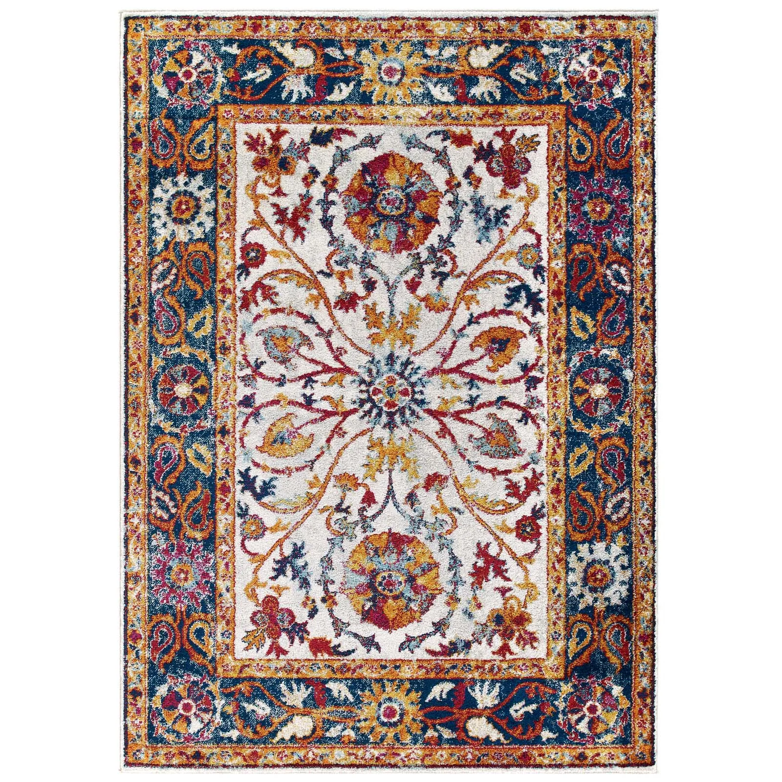 Entourage Samira Distressed Vintage Floral Persian Medallion 5x8 Area Rug