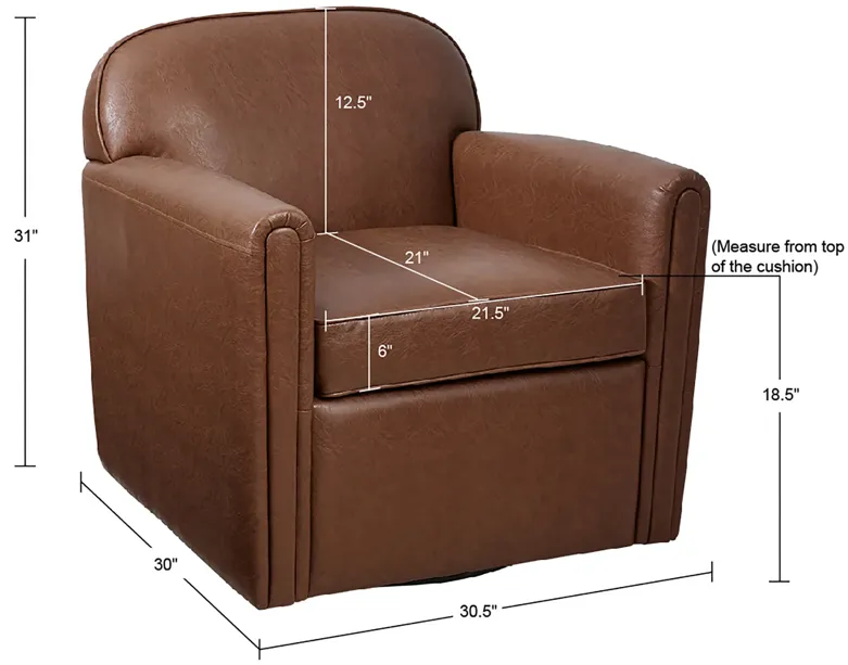 Madison Park Archer Brown Faux Leather 360 Degree Swivel Arm Chair