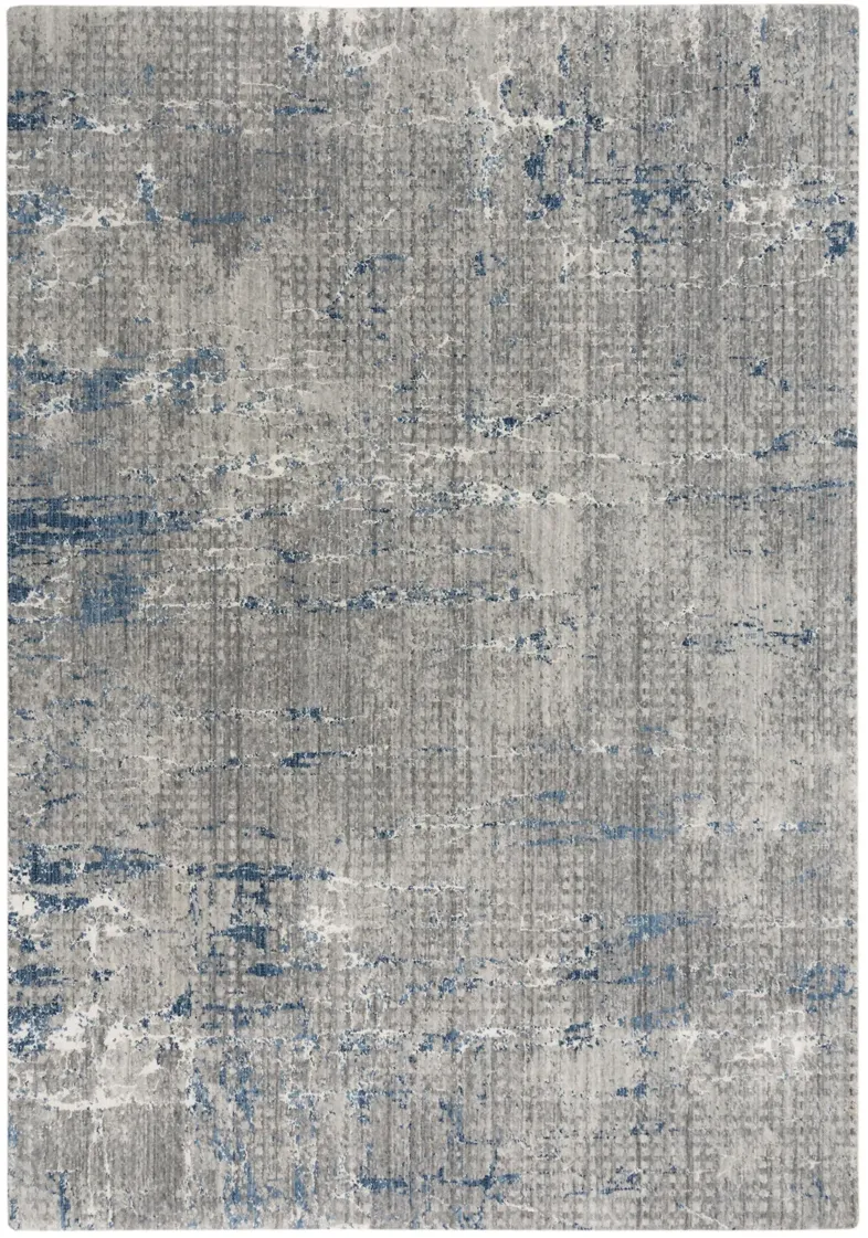 Ankara Gray/Blue Abstract Recycled Polyester 5'2" x 7'9" Rectangle Rug