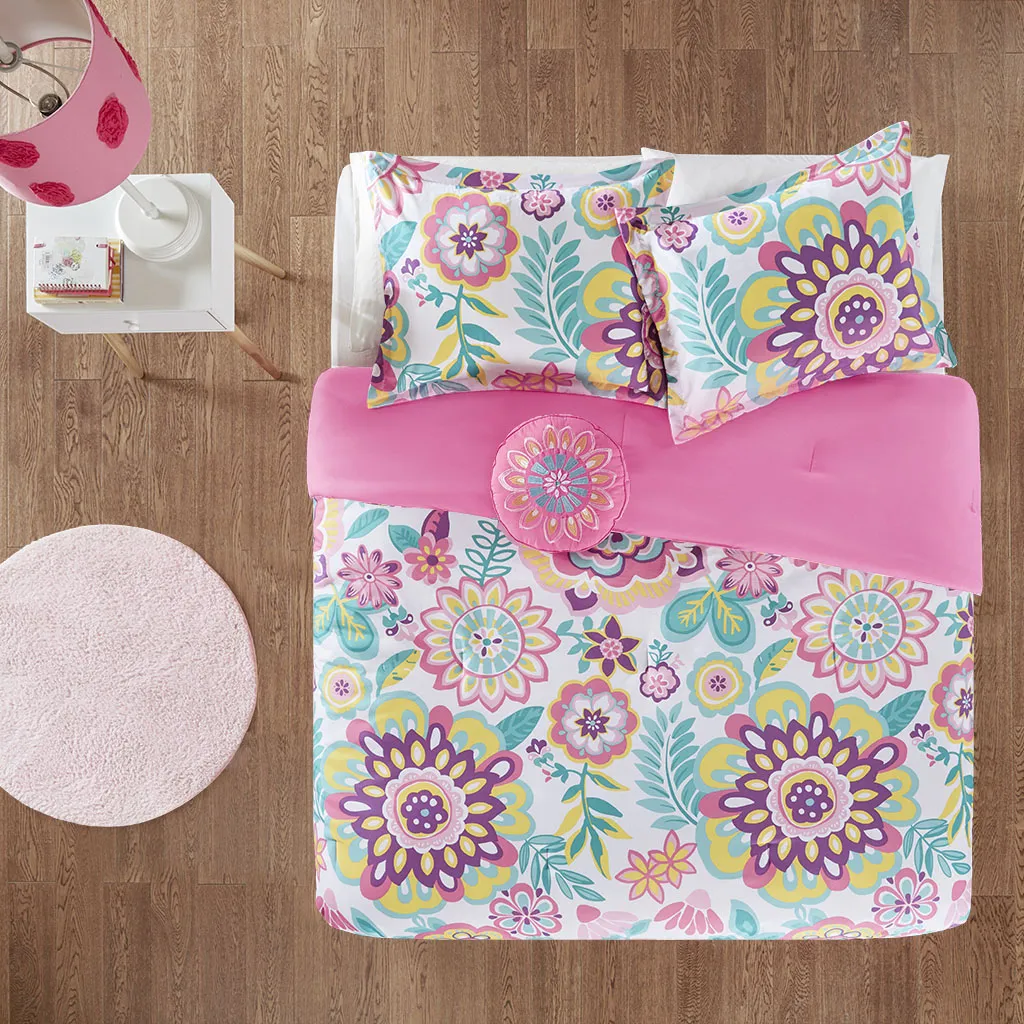 Mi Zone Camille Pink Floral Comforter Set