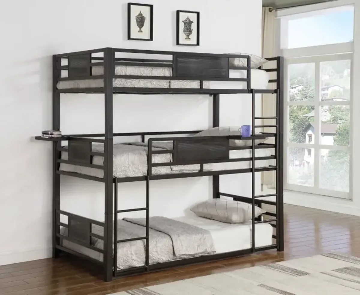 Rogen Twin Triple Bunk Bed Dark Bronze