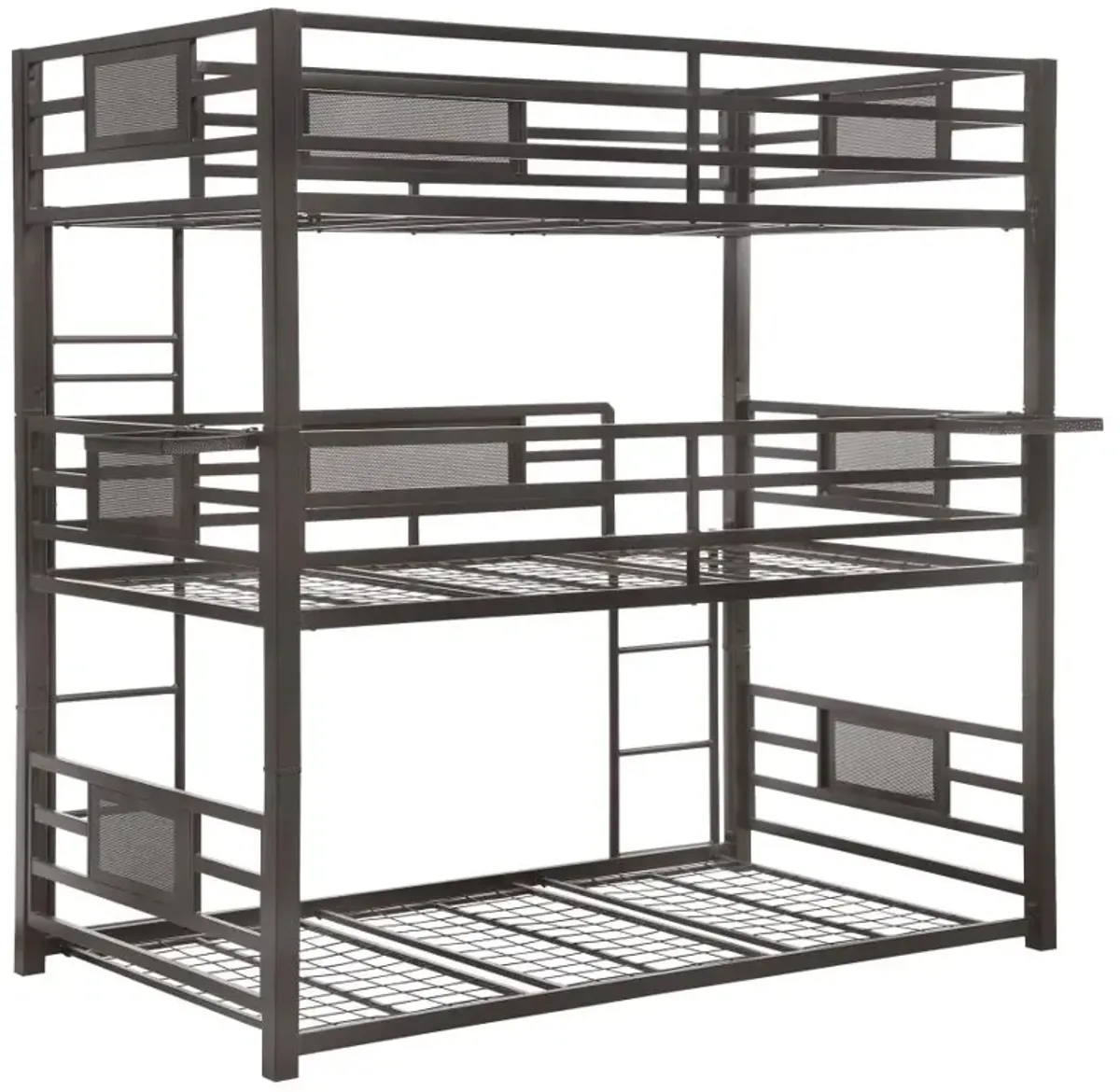 Rogen Twin Triple Bunk Bed Dark Bronze