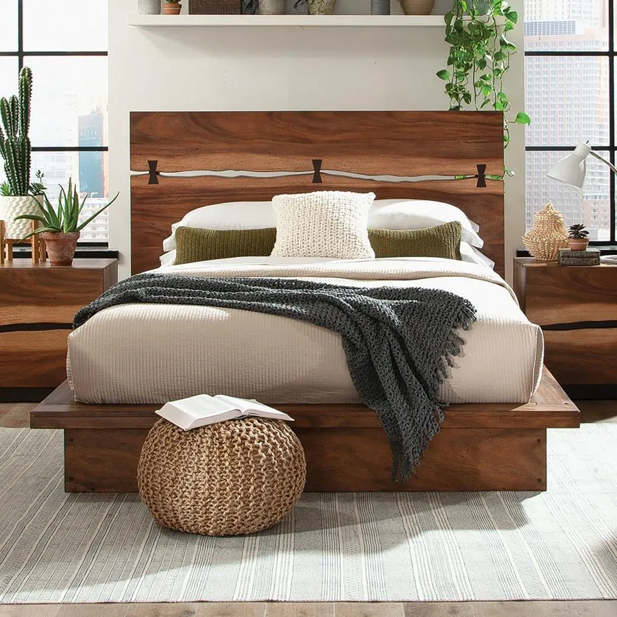 Winslow Queen Bed Smokey Walnut and Coffee Bean