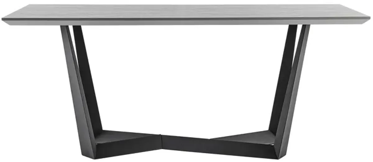 Radford Light Gray Rectangular Dining Table with Black Finish