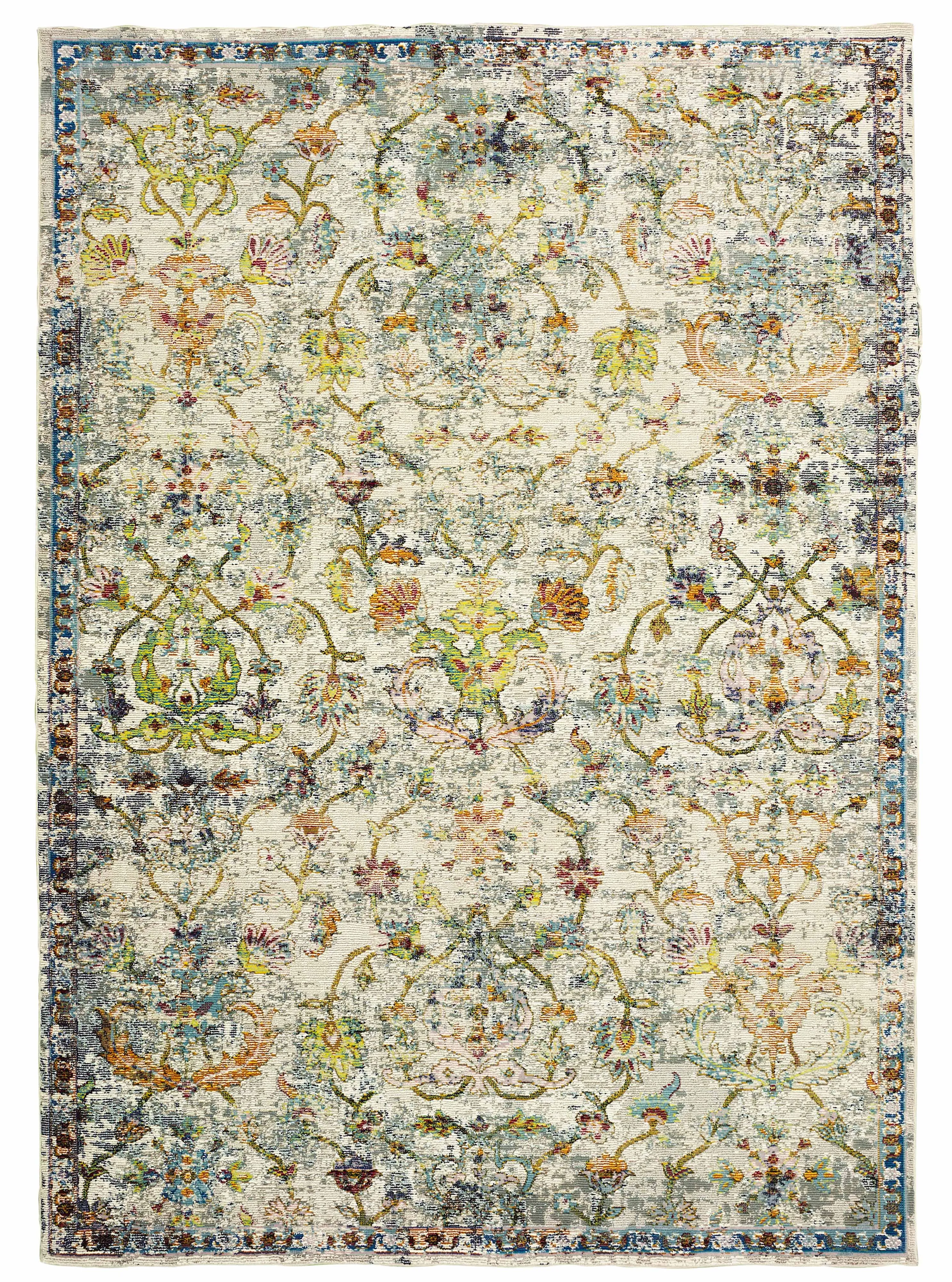 Galaxy Gray/ Multicolor Oriental Floral Garden Indoor Area Rug 4' x 6'