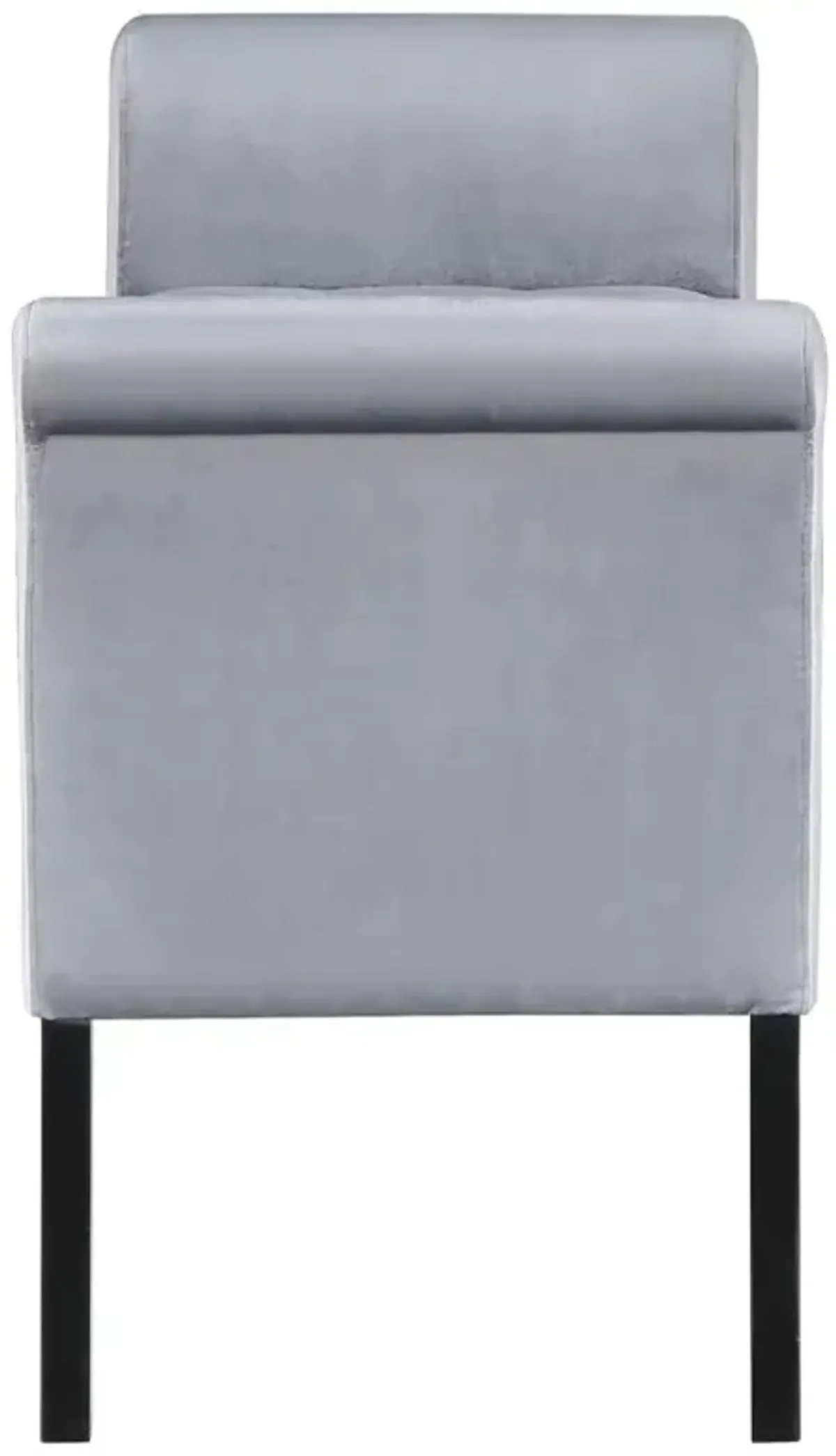 Farrah Upholstered Rolled Arms Storage Bench Silver and Black