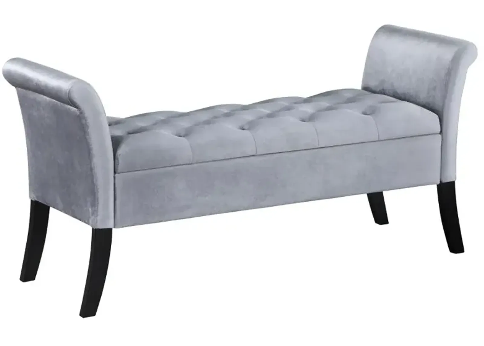 Farrah Upholstered Rolled Arms Storage Bench Silver and Black