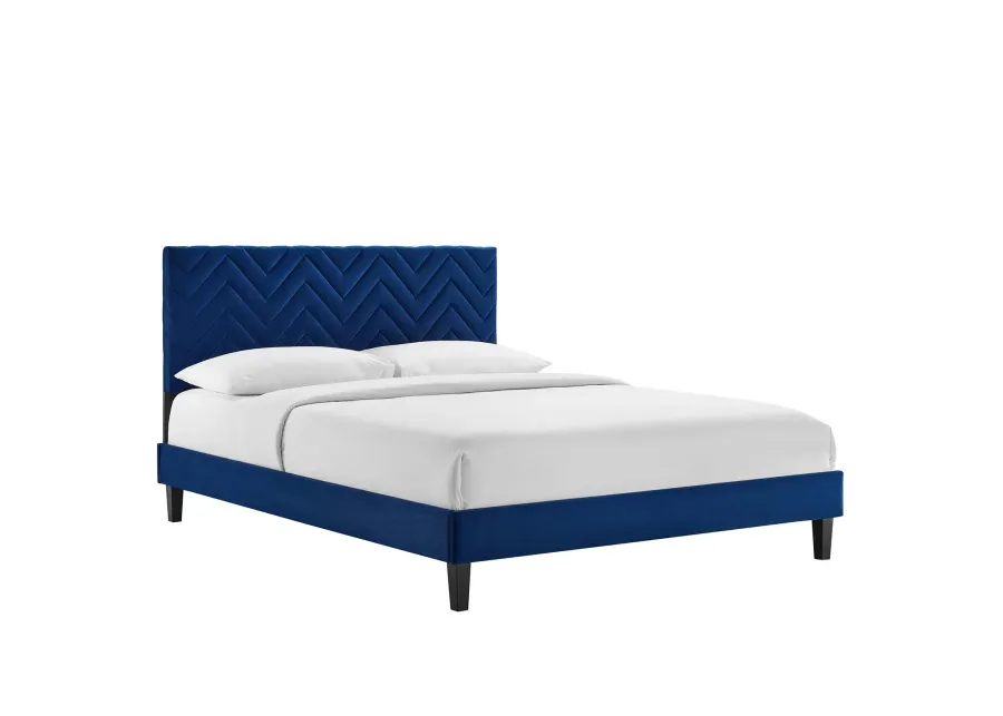 Leah Chevron Tufted Performance Velvet King Platform Bed