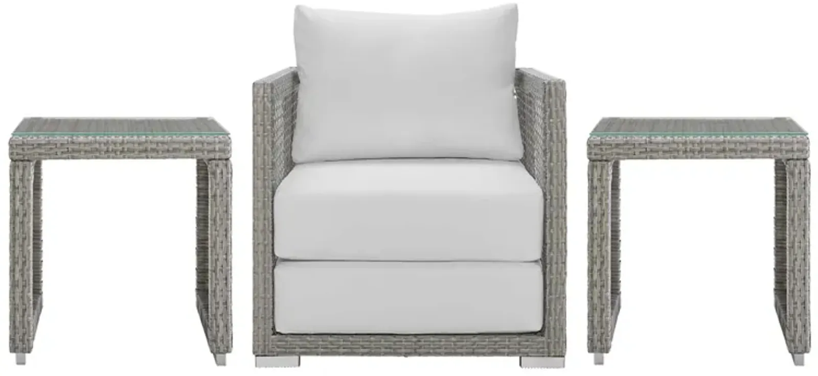 Aura 3 Piece Outdoor Patio Wicker Rattan Set