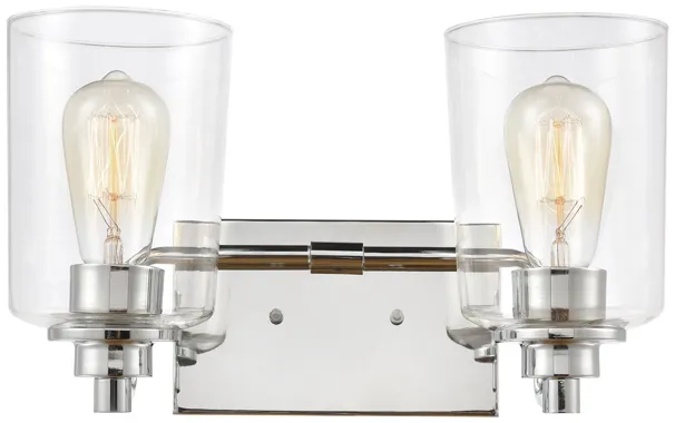 Robins 14" Wide 2-Light Vanity Light - Polished Chrome with Clear Glass