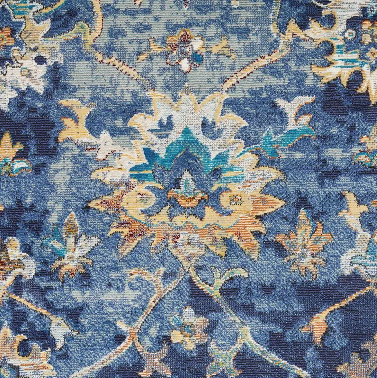 Galaxy Indigo Blue/ Multicolor Oriental Floral Indoor Area Rug 8'9" x 11'9"