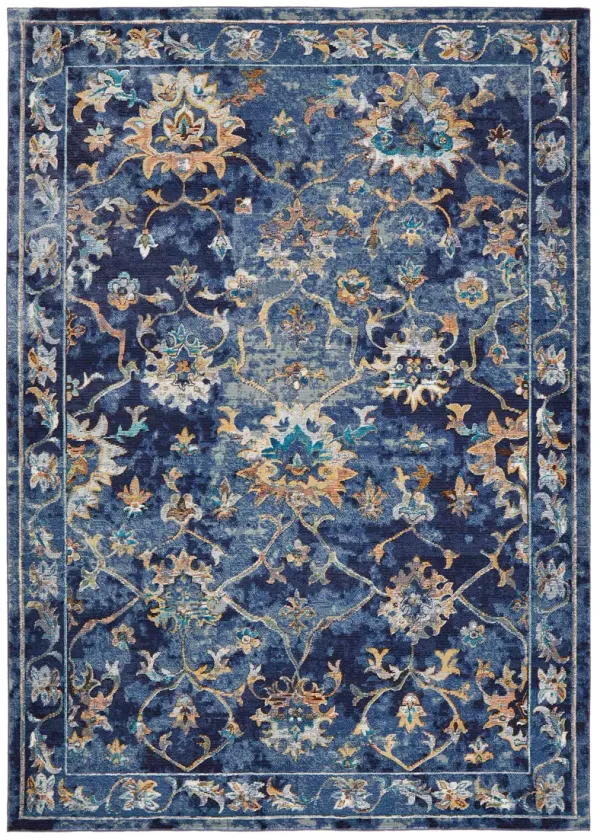 Galaxy Indigo Blue/ Multicolor Oriental Floral Indoor Area Rug 8'9" x 11'9"