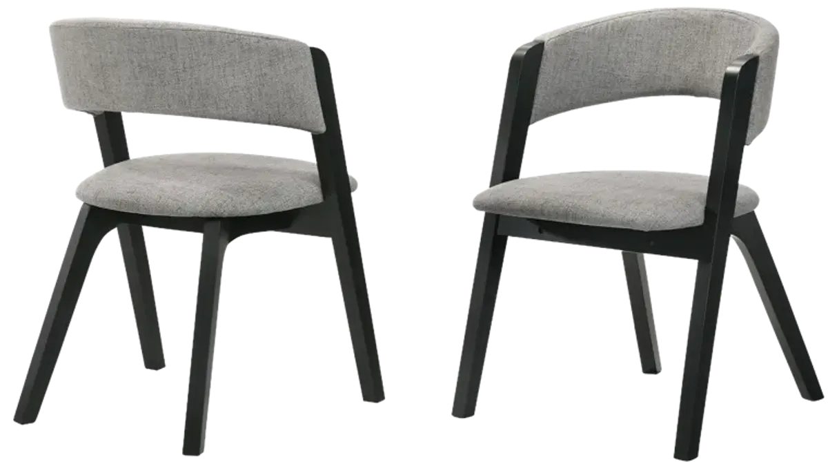 Rowan Gray Upholstered Dining Chairs in Black Finish - Set of 2