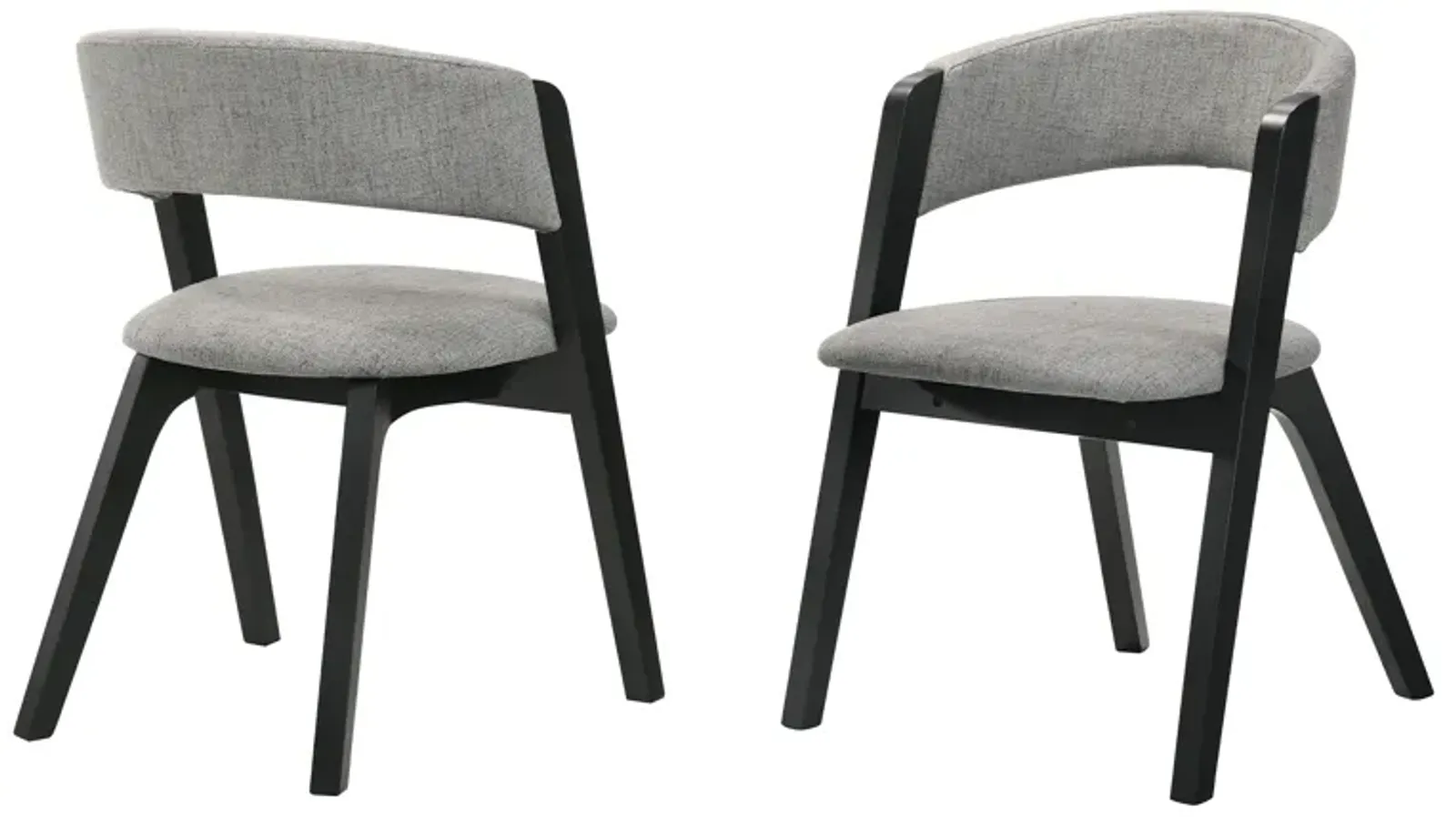 Rowan Gray Upholstered Dining Chairs in Black Finish - Set of 2