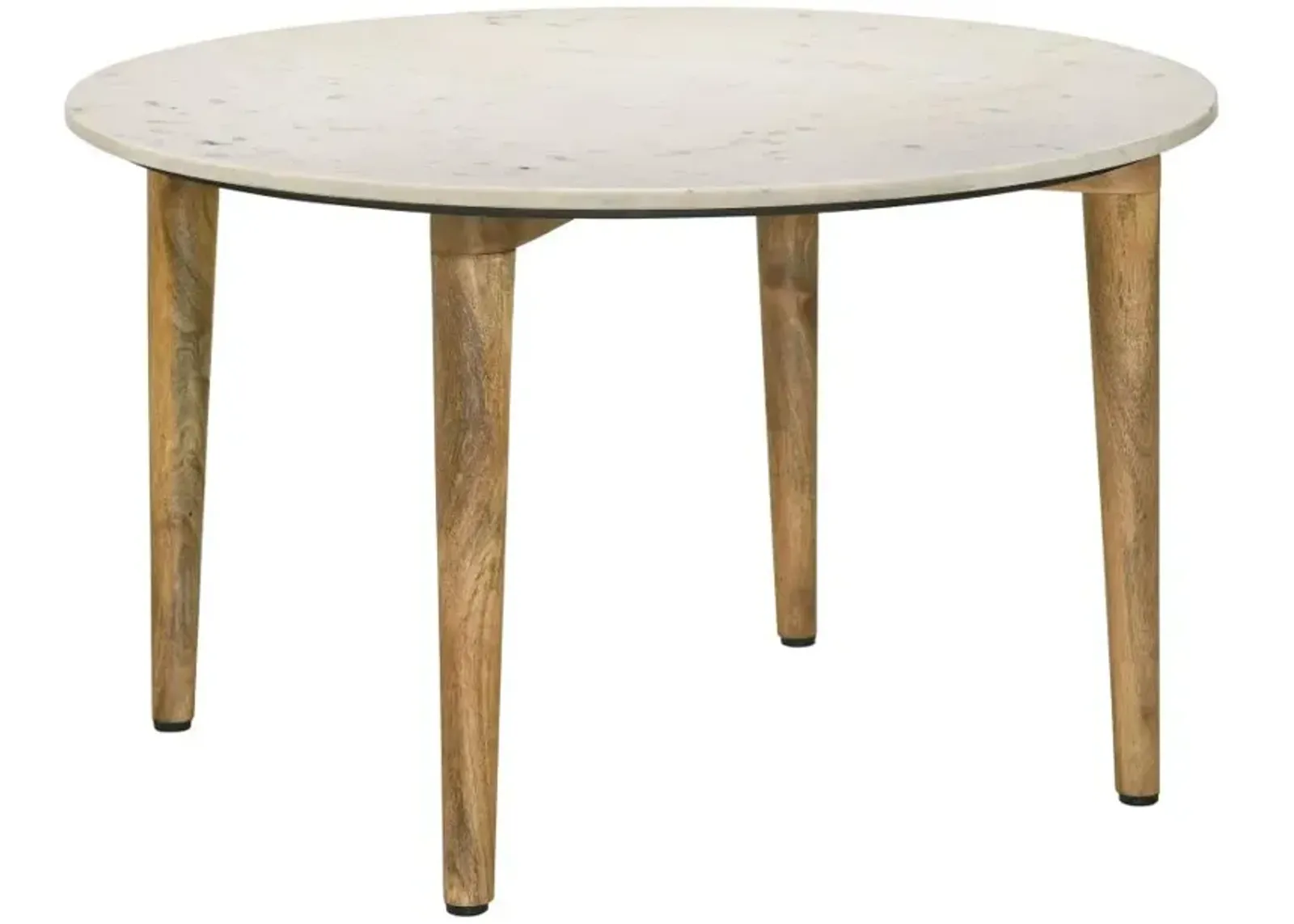 Aldis Round Marble Top Coffee Table White and Natural