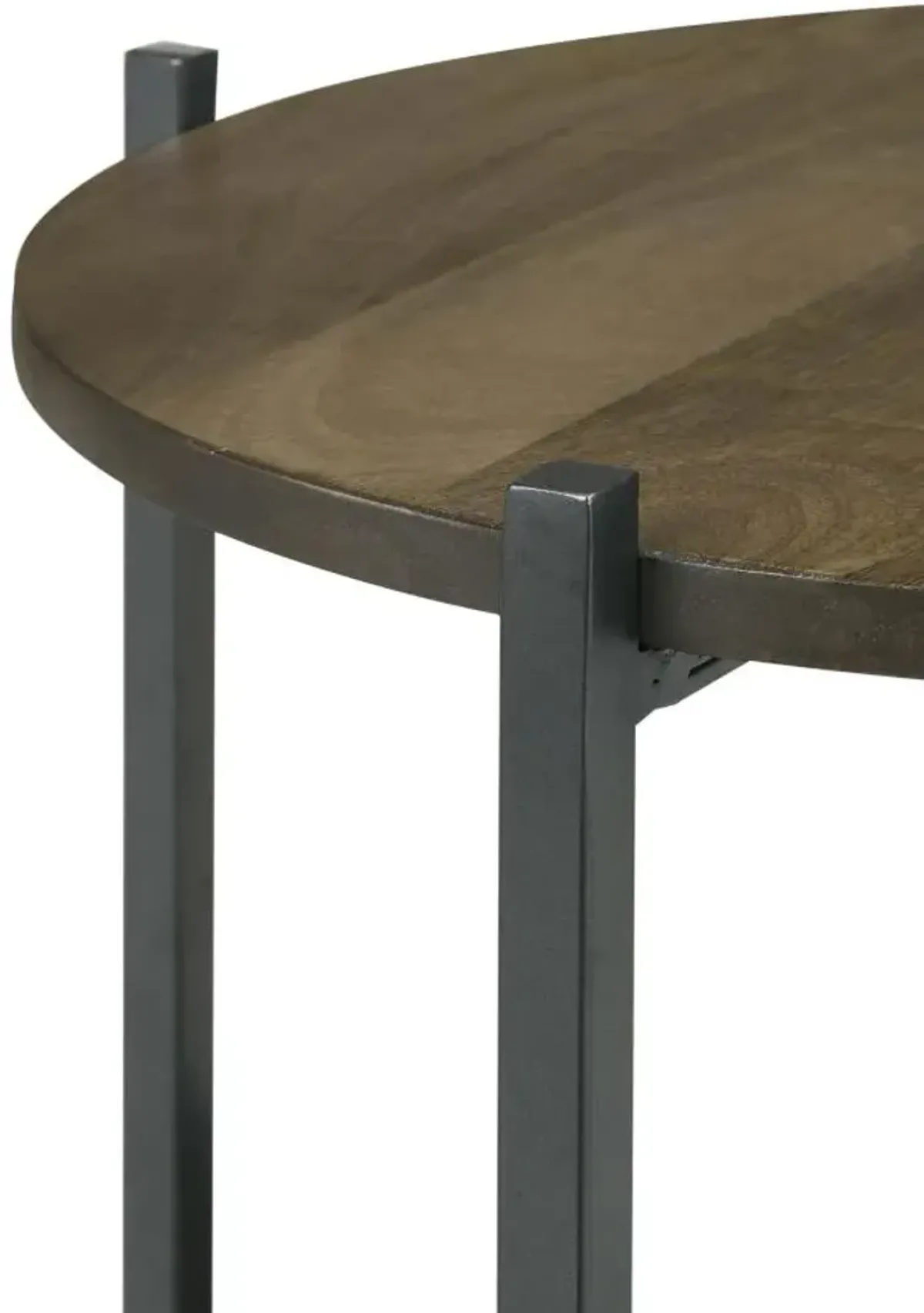 Axel Round Accent Table with Open Shelf Natural and Gunmetal