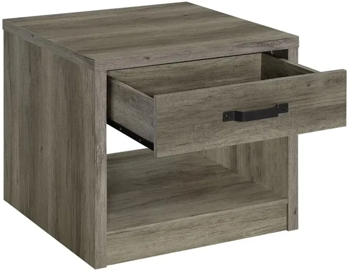 Felix 1-drawer Square Engineered Wood End Table Grey Driftwood