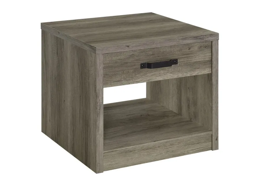 Felix 1-drawer Square Engineered Wood End Table Grey Driftwood